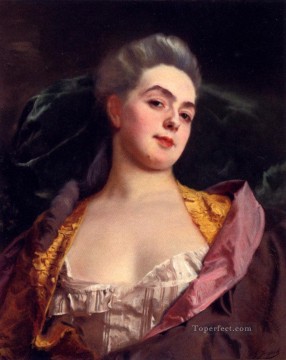  Gustave Canvas - Portrait Of lady Gustave Jean Jacquet